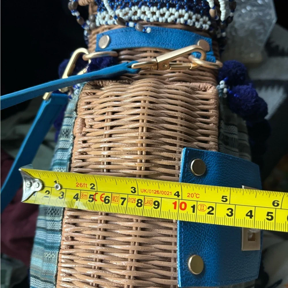 Chic Blue and Tan Woven Crossbody Bag - Picture 6 of 6